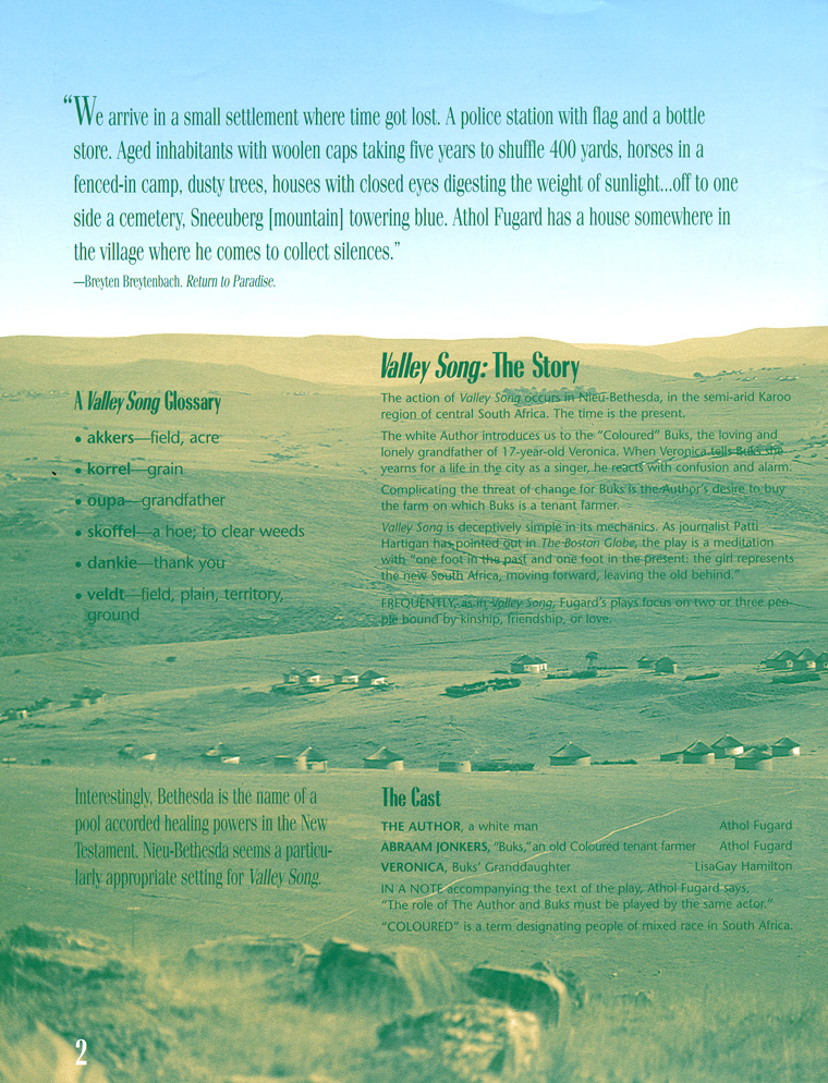 LisaGay Hamilton Tearsheets, Valley Song Program