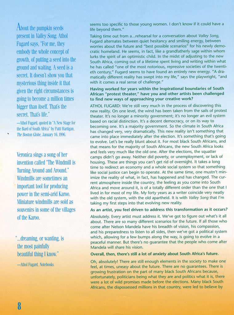 LisaGay Hamilton Tearsheets, Valley Song Program