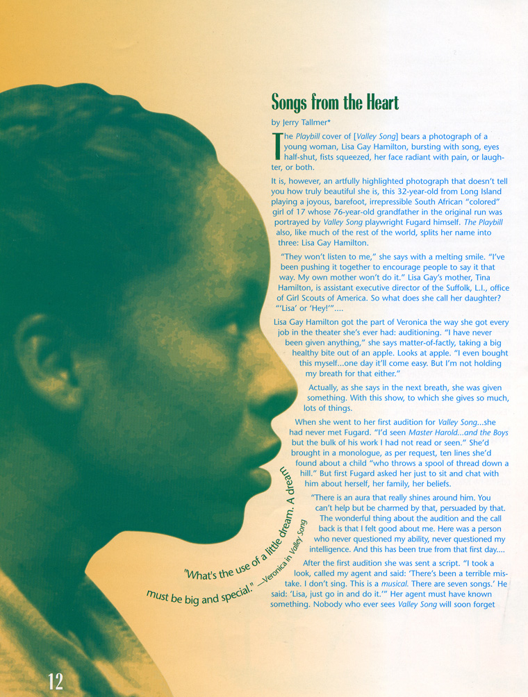 LisaGay Hamilton Tearsheets, Valley Song Program