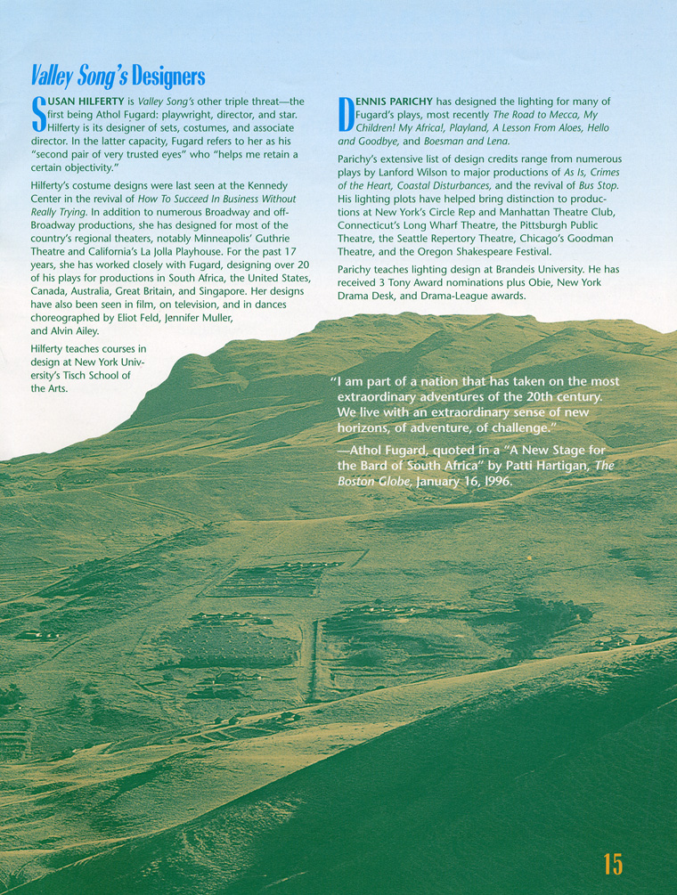 LisaGay Hamilton Tearsheets, Valley Song Program